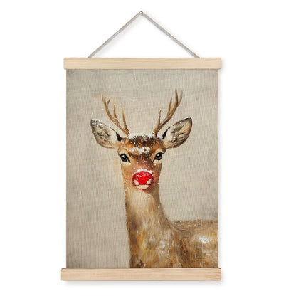 LUVADIAN Christmas Wall Decor, Winter Christmas Red Nose Reindeer Wall Art, Winter Christma Decor, Christma Pictures Walls Decorations, 12x16 Inch