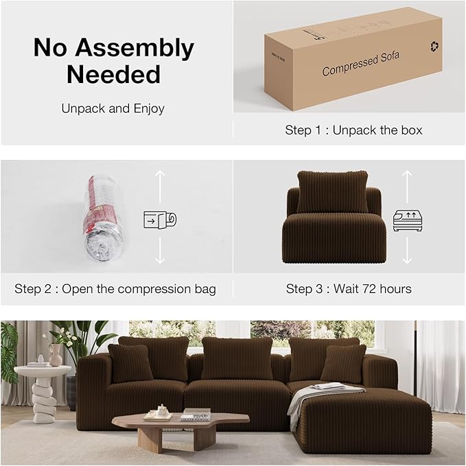 Novilla 106" Modular Sectional Sofa, Modern Cloud Sectional Couch