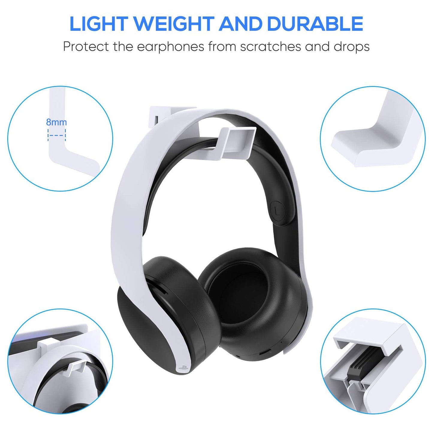 Klipdasse Headphone Stand for PS5/PS5 Pro/PS5 Slim, Gaming Headset Hanger Holder Headphone Hook Stand for PS5/PS5 Pro/PS5 Slim