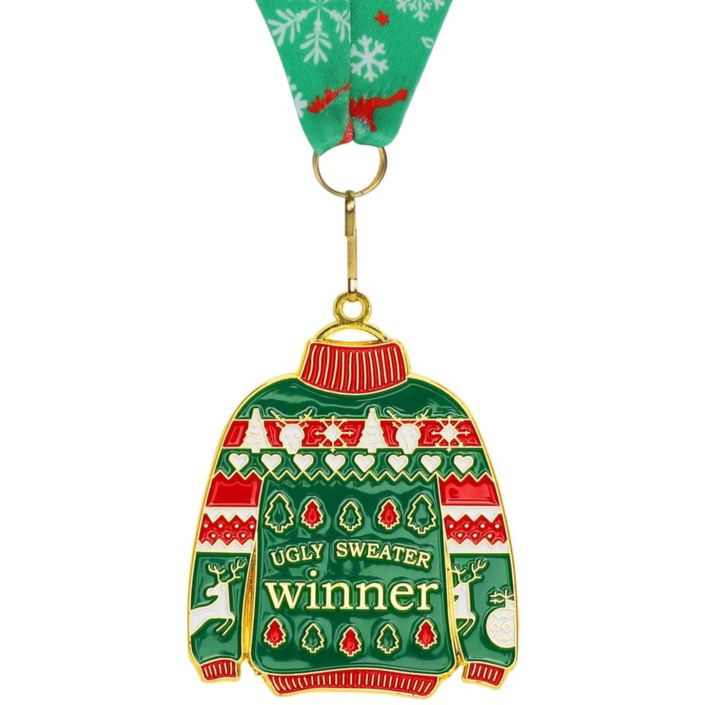 Abaokai Ugly Sweater Medal Christmas Style Neck Ribbon, Award Contest Medals, Best Ugly Christmas Sweater Trophy