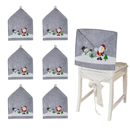 Phedrew 6Pcs Christmas Chair Covers Xmas Dining Chair Slipcovers Santa Hat Chair Back Covers for Christmas Banquet Holiday Festival Decor
