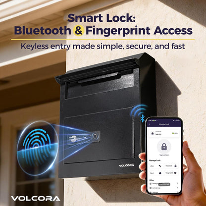 Volcora Smart Key Drop Box with Fingerprint Lock, Drop Safe with Drop Slot, Digital Keypad, Supports Fingerprint/APP Bluetooth/Passcode/Access Card/Key Unlock, Wall Mount Mailbox, Cash Drop Box