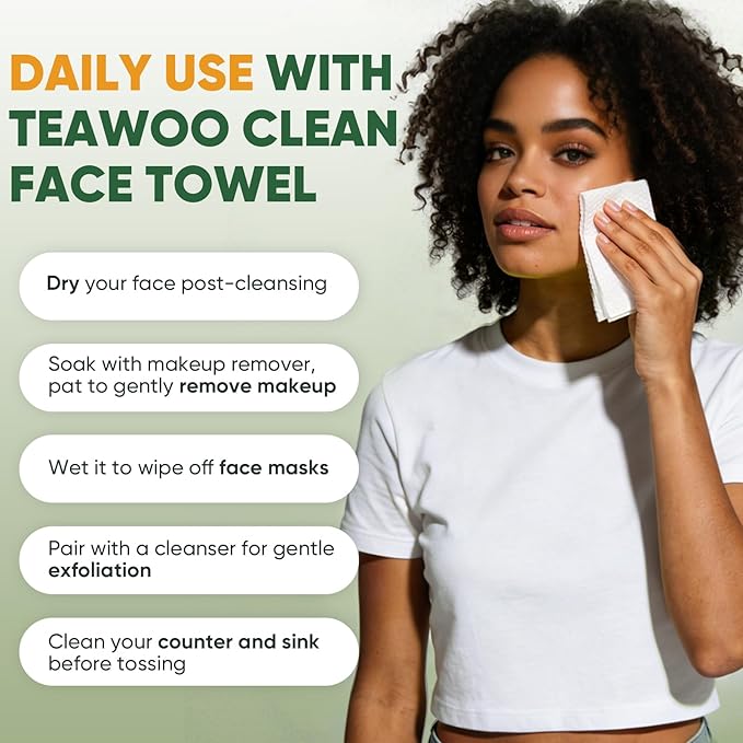 Face Towels Disposable 60 Count, 100% Viscose Fiber Double-Sided Facial