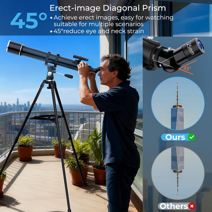 FAMIROSA Telescope for Adults High Powered, 90mm Aperture (36X-270X) 900mm Focal Length Refractor Astronomy Telescopes for Planets and Stars, Professional Telescopio with Bag, Phone Adapter, Tripod
