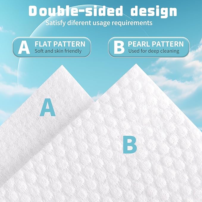 100 Count Disposable Face Towel, Biodegradable Cotton Facial Dry Wipes