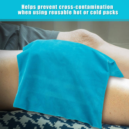 Paterr 5 Pcs Soft Flannel Cold Pack Sleeves Reusable Washable Fabric Cover for Protective Hot Ice Cover, Cold Pack Not Included, Blue(6"x9")