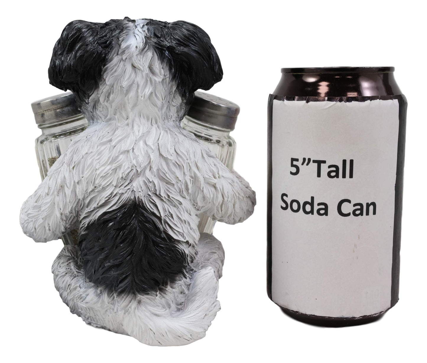 Ebros Gift Realistic Adorable Hugging Pooch Shih Tzu Mini Toy Breed Dog Decorative Glass Salt Pepper Shakers Holder Resin Figurine 6"Tall Animal Pet Pal Kitchen Helper Spice Organizer Accent Statue