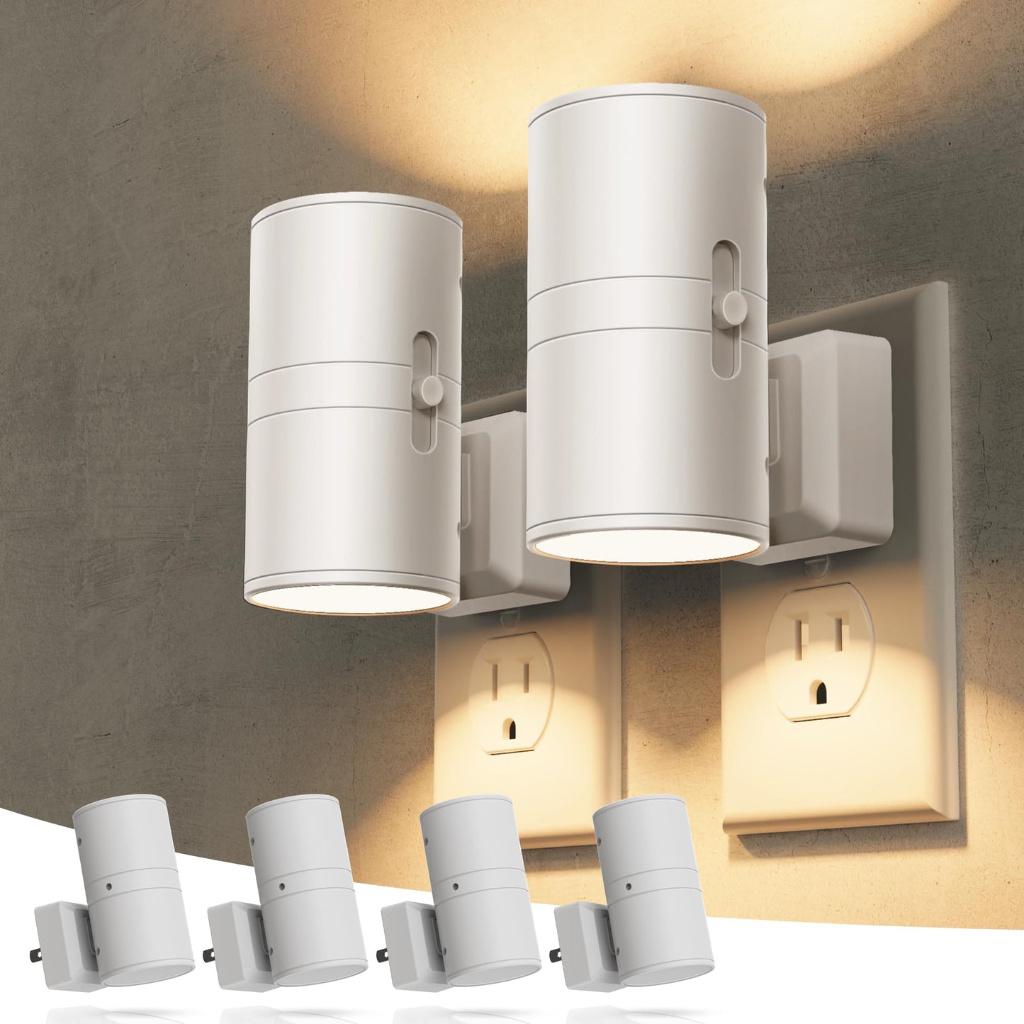 Briignite Night Lights Plug into Wall, Modern LED Night Light Plug in, Dusk to Dawn Sensor, Soft White 3000K, 0-100LM Adjustable Brightness, Dimmable NightLight for Hallway, Bedroom, Stairway, 2 Pack