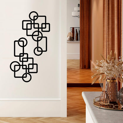 YIYA 2 PCS Black Abstract Metal Wall Art Decoration Minimalist Decor 3D Textured Square Logo Metal Wall Sculpture，for Living Room Bedroom Bathroom Study Room