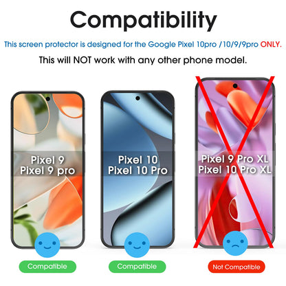 amFilm Designed for Google Pixel 10 Pro Pixel 10 / 9 / 9 Pro 6.3" Screen Protector: 2025/2024 Tempered Glass, Ultrasonic Fingerprint Compatible, Easy Installation Frame, Anti Scratch, Bubbles-Free,3 Pack