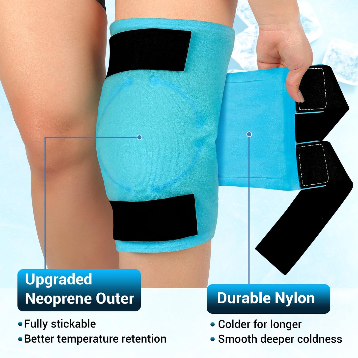 Comfytemp Large Knee Ice Pack Wrap Reusable Gel, FSA Eligible HSA, Knee Cold Compression Brace for Injuries, Pain Relief, Replacement Recovery, Arthritis, Surgery, Women Gift, Fathers Day Dad Men Gift