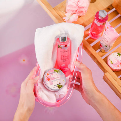 Body & Earth Gift Baskets for Women Bath and Body Set for Her, Cherry Blossom & Jasmine Spa Gifts for Women Christmas Gifts, Regalos Para Mujer