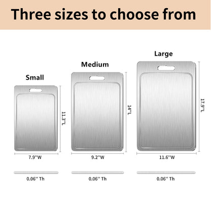 Titanium Cutting Board 100% Pure Cutting Boards With Juice Groove Metal Grade Food Double Sided Chopping Board for Cutting Meats Vegetables Fruits(Titanium-Large)