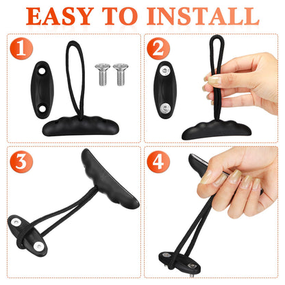 Relaxgiant 4 Pieces Kayak Handles Kit Canoe Carry Handle Pull Handle T Handle with Cord and Pad Eyes Screws for Kayak Emotion Kayaks Luggage Kayak Replacement Installation Kit(Black)
