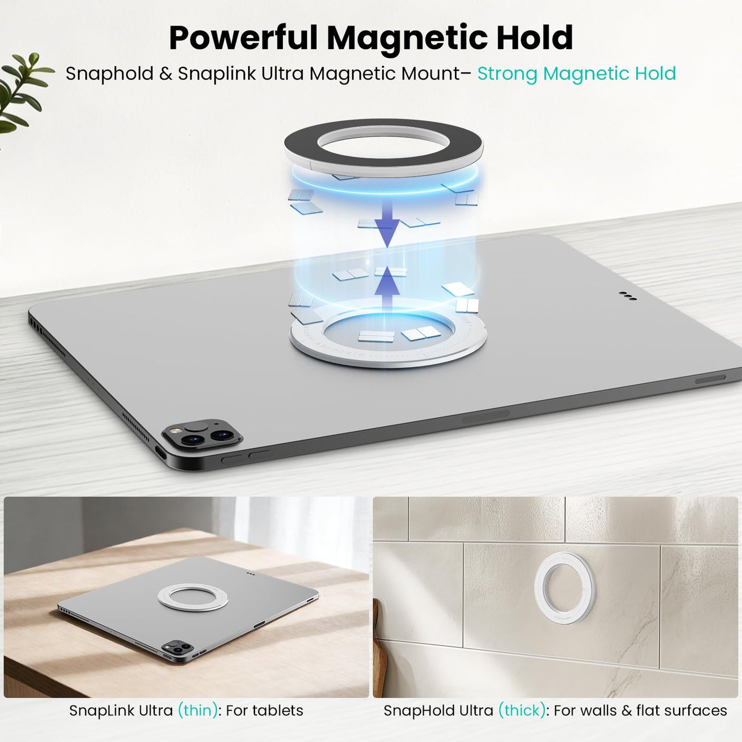 Nillkin for iPad Wall Mount, Magnetic Shower iPad Holder Waterproof, Magnetic Tablet Holder for Car, Magnetic iPad Mount for Kitchen, iPad Fridge Mount, Bathroom, Gym, Office, Set Version, White ﻿