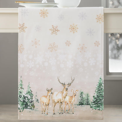 Maison d' Hermine Table Runner 100% Cotton Double Layer Table Runners 108 inches Long for Thanksgiving Christmas Decorations Home Kitchen Dining Party Wedding (Deer in The Woods, 14.5" x 108")
