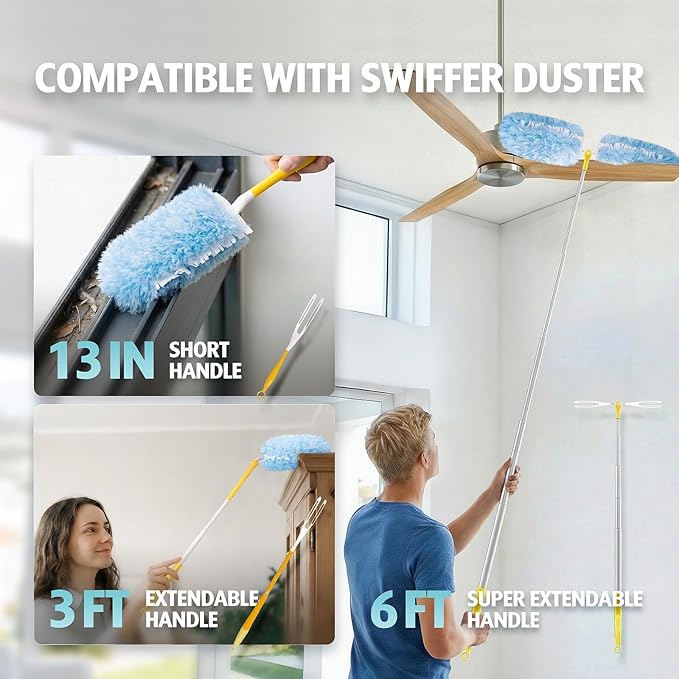 Duster Refill for Swiffer Duster, 4X Microfibers, Disposable Multi Surface