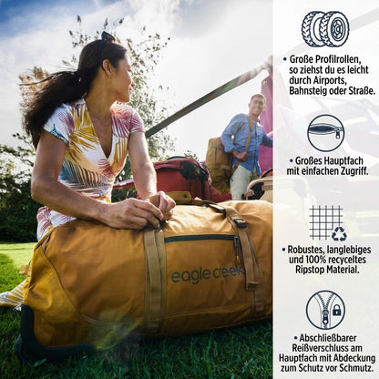 Eagle Creek No Matter What Rolling Duffel - Durable Rolling Bag for Travel - Adjustable Shoulder Strap - Heavy Duty Wheels - Lockable Zippers - Multiple Carry Options - 130L - Atlantic Blue