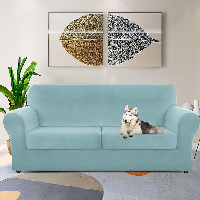 ZNSAYOTX Oversized Velvet 3 Piece Couch Cover