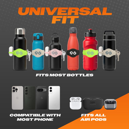 Gymmi Magnetic Water Bottle Phone Holder – One-Piece Silicone Strap for Gym | Holds Phone, Keys & Earbuds | Fits 12–40 oz Bottles (Night Black)
