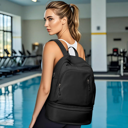 VENATIN Gym Backpack for Women Men,Cheer bag,Lightweight Gym Bag with Shoe Compartment, Waterproof Sports Backpack with Wet Pocket, Black