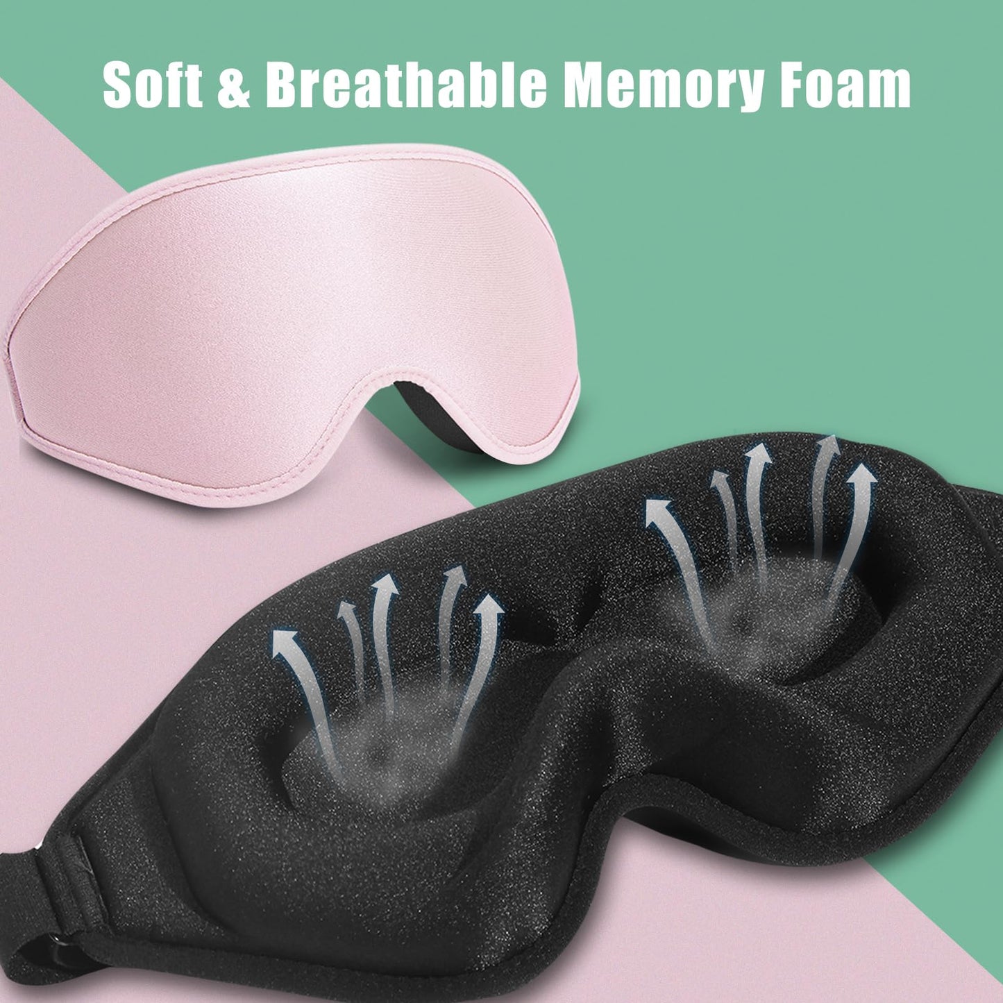 BeeVines 2 Pack 3D Sleep Mask Eye Mask for False Eyelash Extensions for Men & Women, Eye Mask for Sleeping with Adjustable Strap, 100% Blackout Eye Covers Night Sleep Blindfold for Yoga Travel