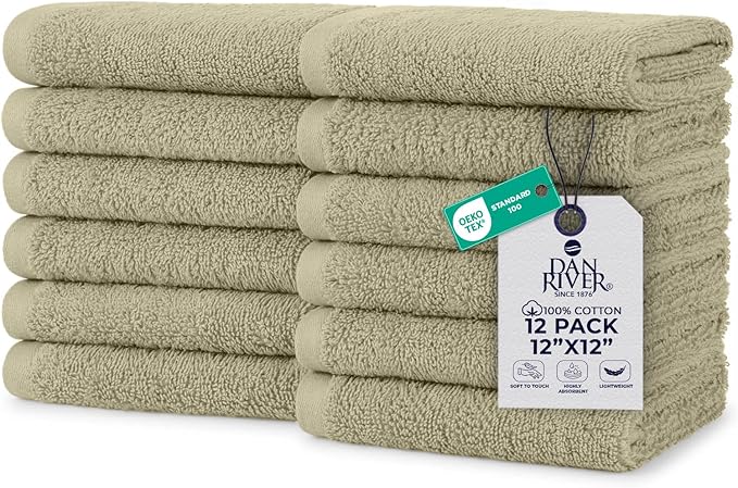 DAN RIVER 12 Pack Wash Cloths for Showering