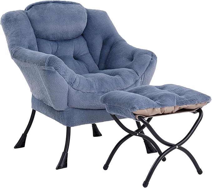 Lazy Chair with Ottoman, Modern Accent Chair Contemporary Lounge Leisure Sofa