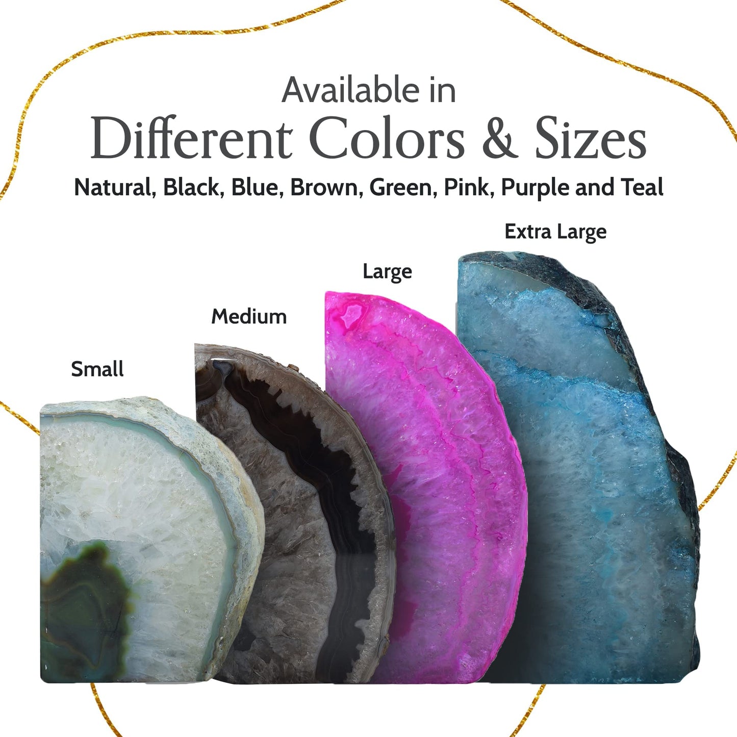 Nature's Decorations Teal Agate Stone Bookends - A-Quality Small Heavy Duty Geode, Turquoise & Aqua Room Decor Accents, Unique Crystal Gift, 1 Pair (2-3 lbs)
