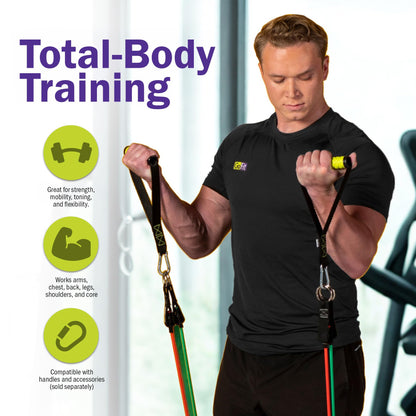 GoFit Pro-Grade Power Tubes with Handles – 30 lbs Resistance Bands for Strength Training, Bodybuilding, Fitness, and Home Workouts – Green Exercise Band