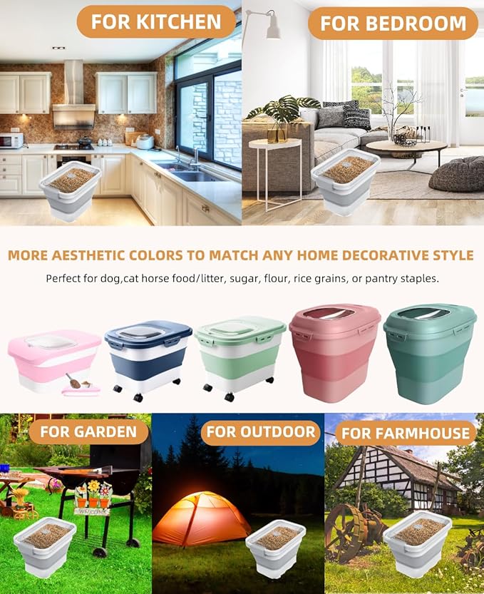 10-13 Lbs Dog Food Storage Container, Collapsible Dog Food Container