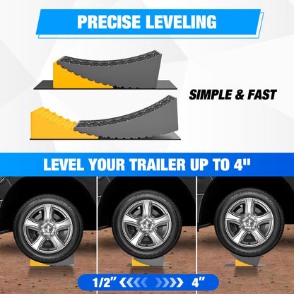 Nilight RV Leveler - 2 Pack Camper Leveling Blocks Ramp Support Dual Axles, Up to 35,000lbs, Fast RV Accessories Leveling System for Travel Trailer, Motorhome - Yellow