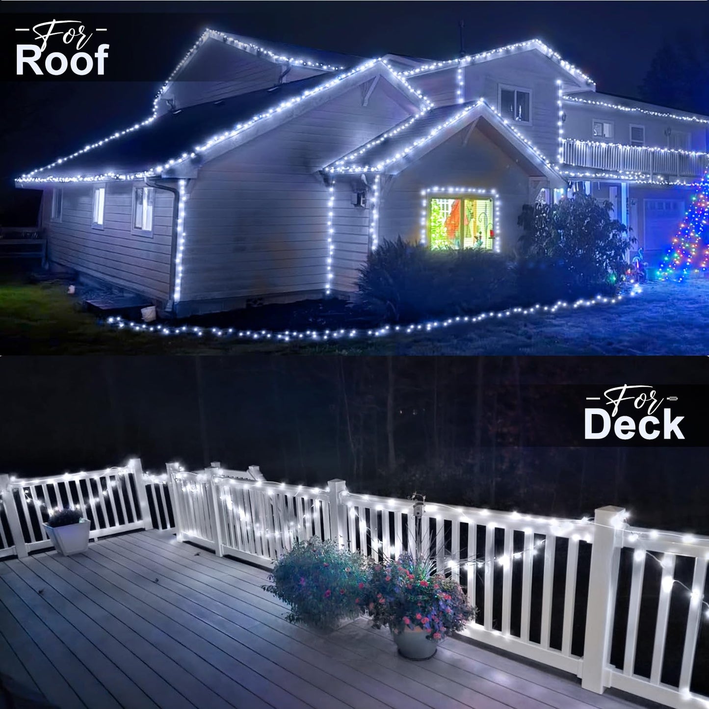 KNONEW 403FT 1000 LED Christmas Lights Outdoor String Light 8 Modes & Timer Fairy Lighting Plug in Waterproof for Xmas Yard Tree Wedding Party Holiday Decorations (Cool White)