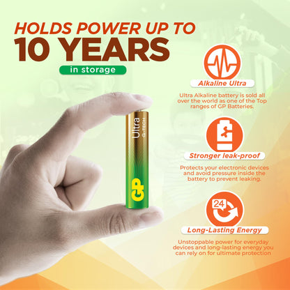 Ultra Alkaline Triple A Batteries, Long Lasting Power - Ideal for Camera, Alarm & Industrial Use - 10-Year Shelf Life - 36 Pack by GP AAA Batteries