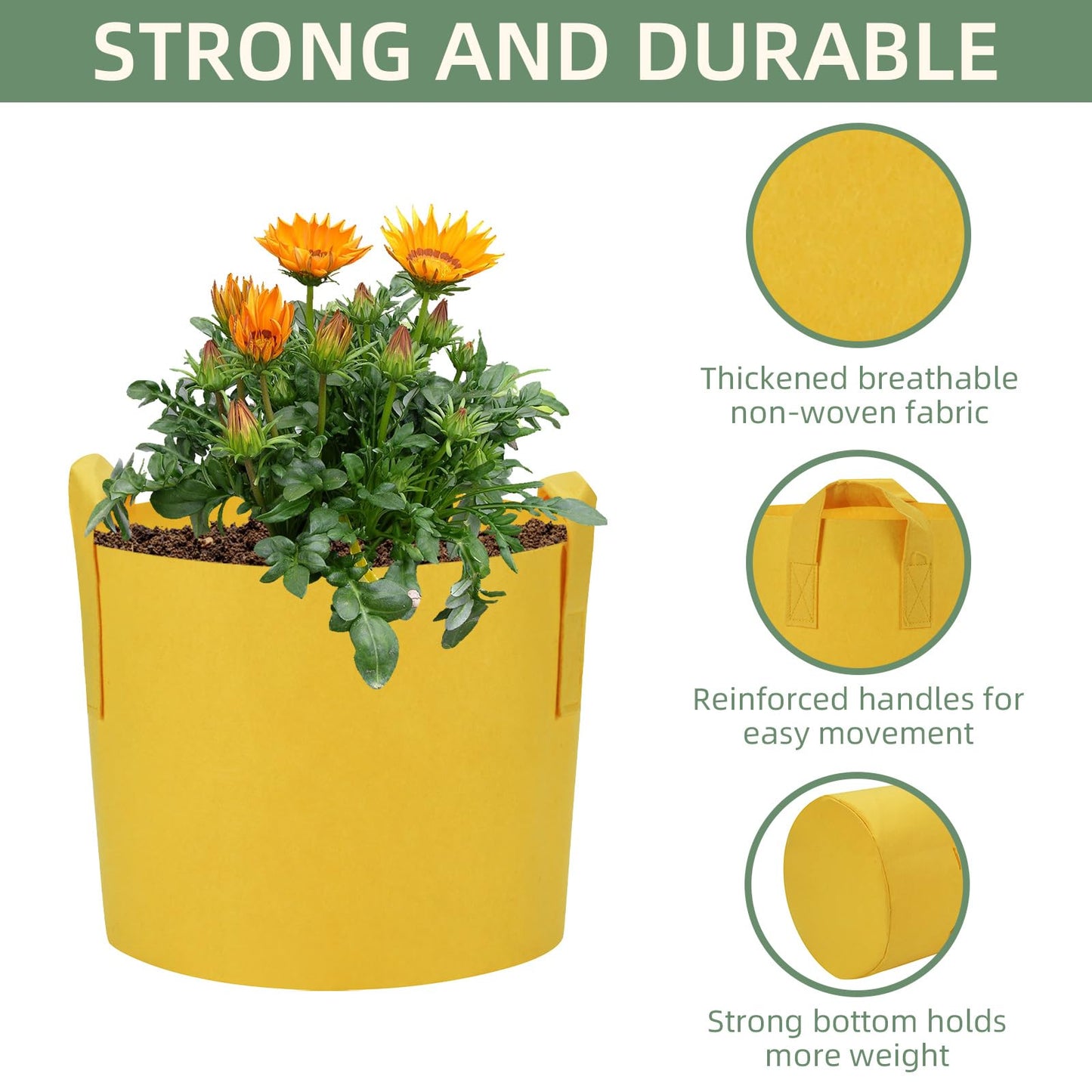 LITLANDSTAR 7-Pack 10 Gallon Colorful Grow Bags, Thickened Nonwoven Plant Fabric Pots with Handles, Heavy Duty Garden Planting Bag for Vegetable, Herbs & Flowers, Come with 4 Colors