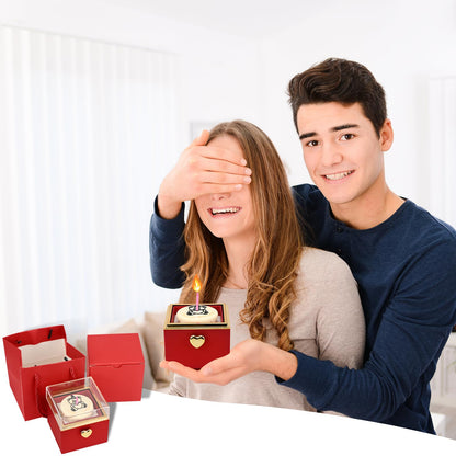 NUOGAO Rotating jewelry box, pop-up surprise gift box, romantic birthday surprise rotating necklace and ring box, Valentine's Day, birthday, anniversary, wedding gift (Red)