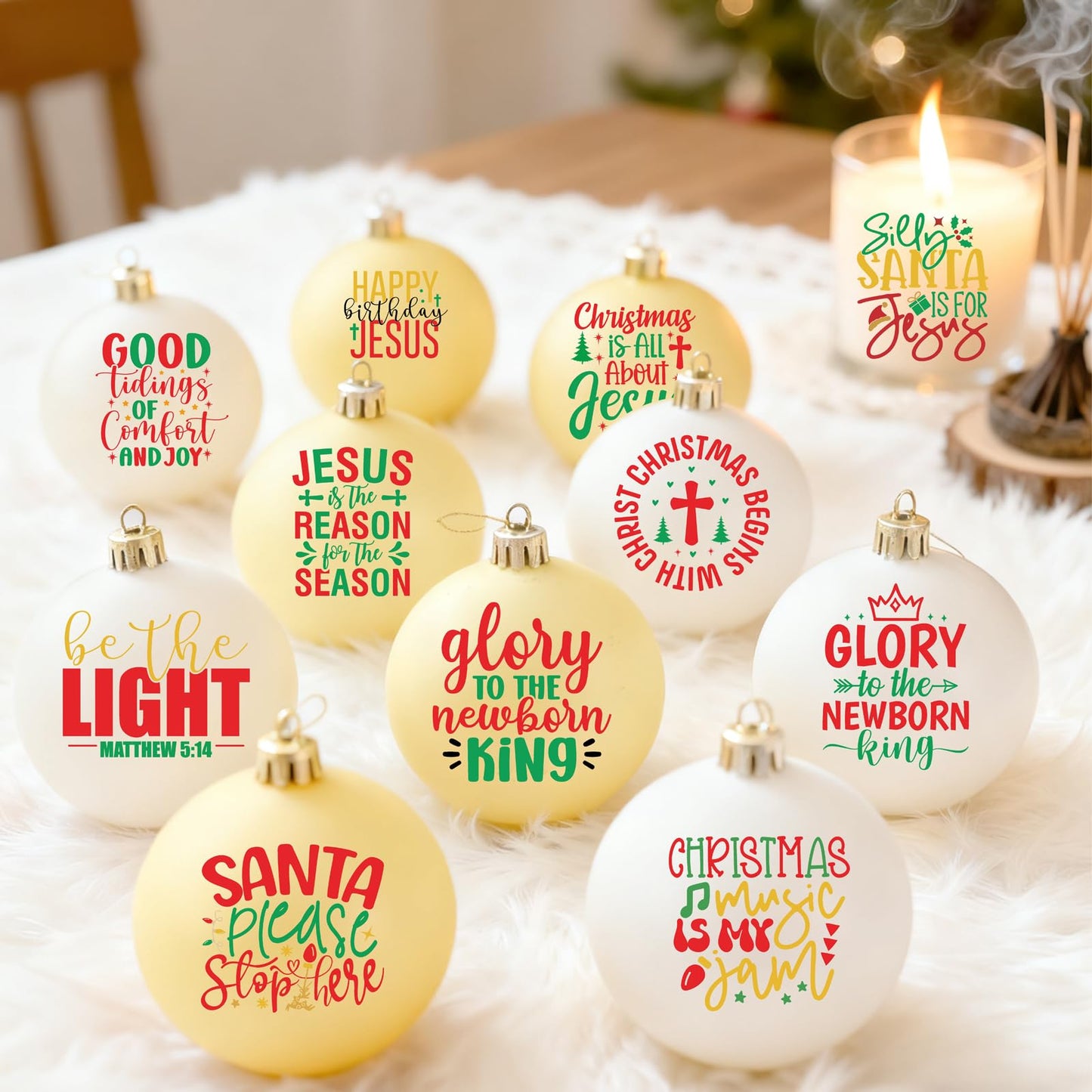 53 PCS Christmas Stickers for Crafts Nativity Decal Red Green Bible Decals Indoor Home Decorations Xmas Eve Vinyl Sticker for Ornaments Jesus Christian Religious Decal for Window Winter Holiday Gift