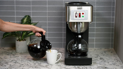 12-Cup Commercial Coffee Maker Stainless Steel - Double Coffee Machine for Office, Restaurant, Industrial Use - High Capacity Office Coffee Maker - TQS Cafe