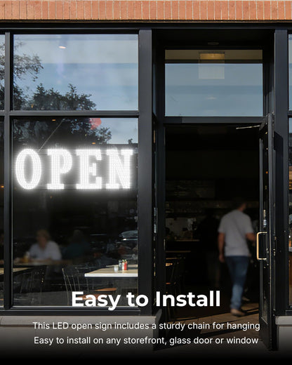 Open Sign for Business, 40"x14" Jumbo Open Sign with Timer and Remote Control, Dynamic Light Modes Led Signs for Storefront Window Bar Salon Cafes Retail Shops White