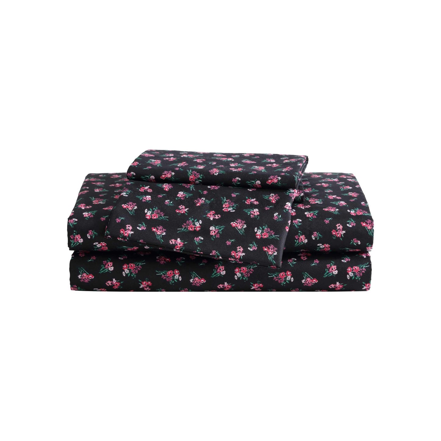 Betsey Johnson - Full Bed Sheets, Soft & Lightweight Bedding, Fade & Wrinkle Resistant (Bouquet Ditsy Black, Full)