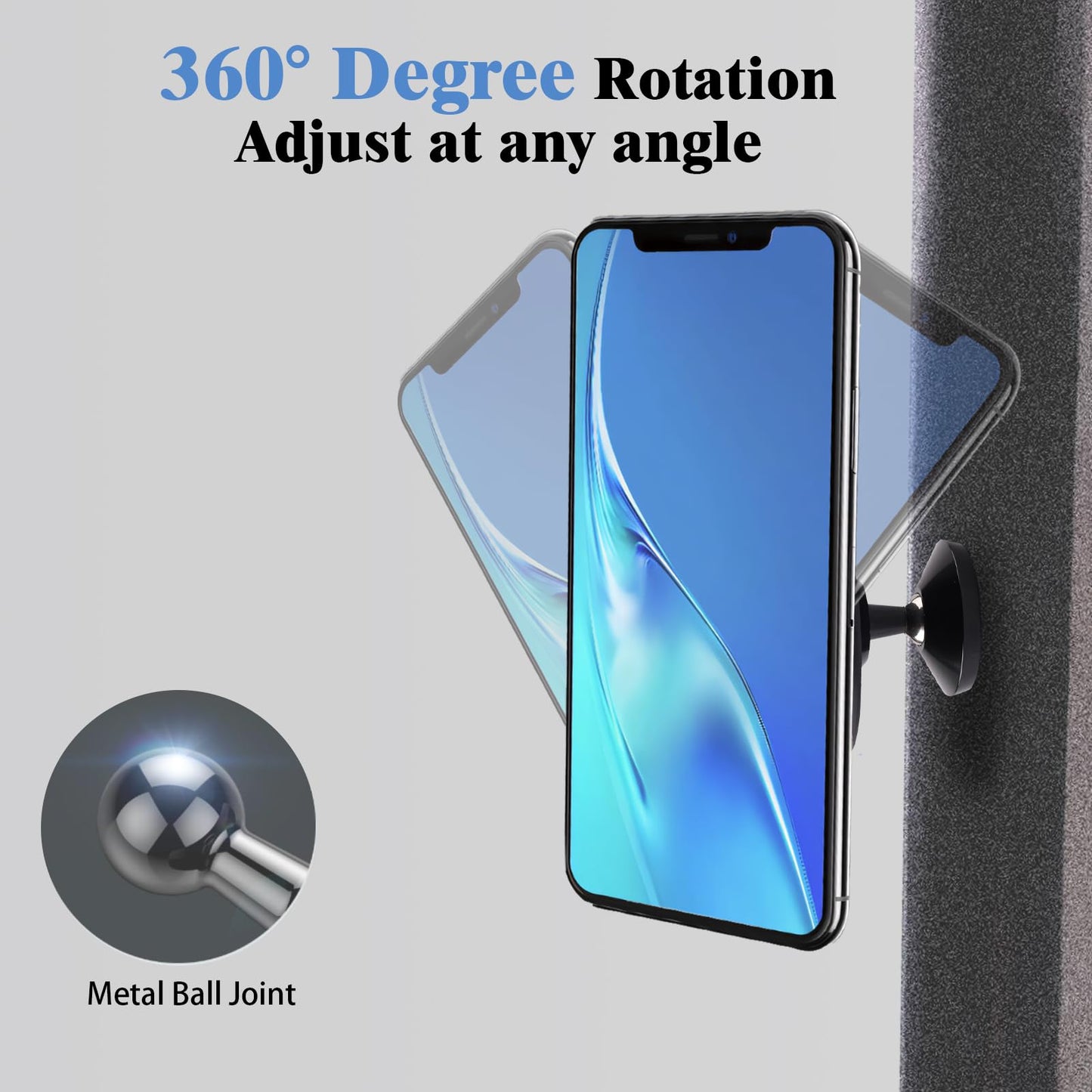 Double Sided Magnetic Phone Holder, 360° Adjustable for Gym and Golf Carts, Strong Magnet, Shoot Hands-Free Videos During Exercise, Compatible with MagSafe Cases & iPhone 17/16/15/14/13 Pro Max Plus
