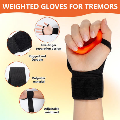 2 PCS Weighted Gloves for Tremors, Parkinsons Aids for Living, Parkinson Gadgets, Hand Grip Strength Trainer, Adjustable Wrist Weights for Hand Tremor, Aid to Improved Hand/Wrist Mobility
