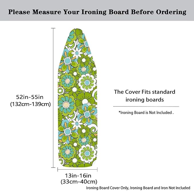Green Hippie Flower Ironing Board Cover Large Extra Wide Table Top Ironing