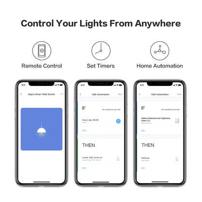 Aqara Smart Light Switch (No Neutral, Double Rocker), Requires AQARA HUB, Zigbee Light Switch, Remote Control and Smart Home Automation, Compatible with HomeKit, Google, Works with Alexa, SmartThings