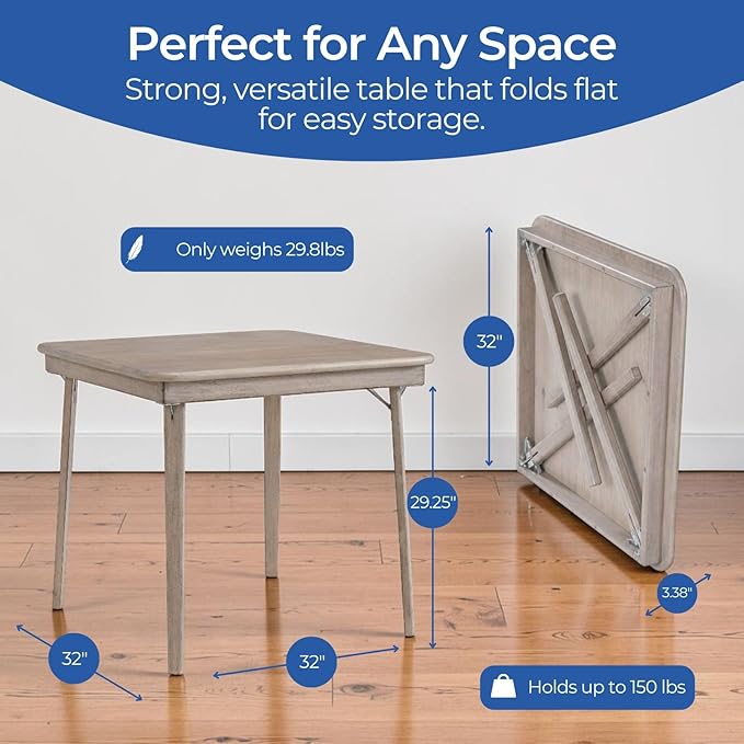 Stakmore Classic Straight Edge Square Folding Card Table 32x32
