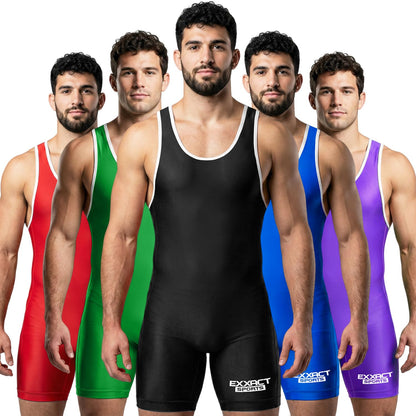Exxact Sports Plain Men's Wrestling Singlet, High Performance Powerlifting Singlet Wrestling Singlets for Men - (Black, AS)