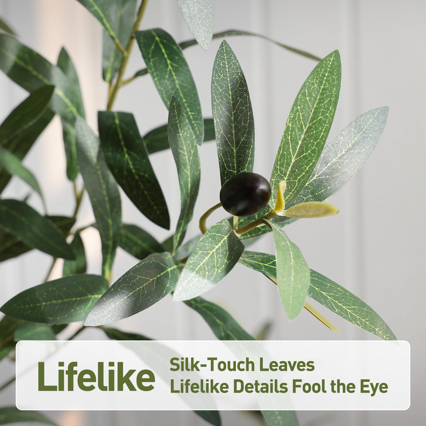 VeriNatural Olive Trees Artificial Indoor,6Ft Large Faux Plants,Tall Fake Tree with 12in White Round Planter,Full & Lush Faux Olive Tree for Home Decor Living Room, Office or Bedroom,Housewarming