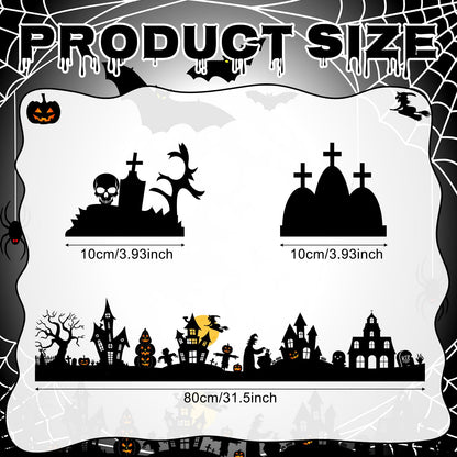 Colingmill 32 Inch Halloween Tabletop Decoration Wooden Halloween Themed Black Cemetery and Haunted House Signs Farmhouse Centerpiece Decor for Home Kitchen Table Shelf Decor