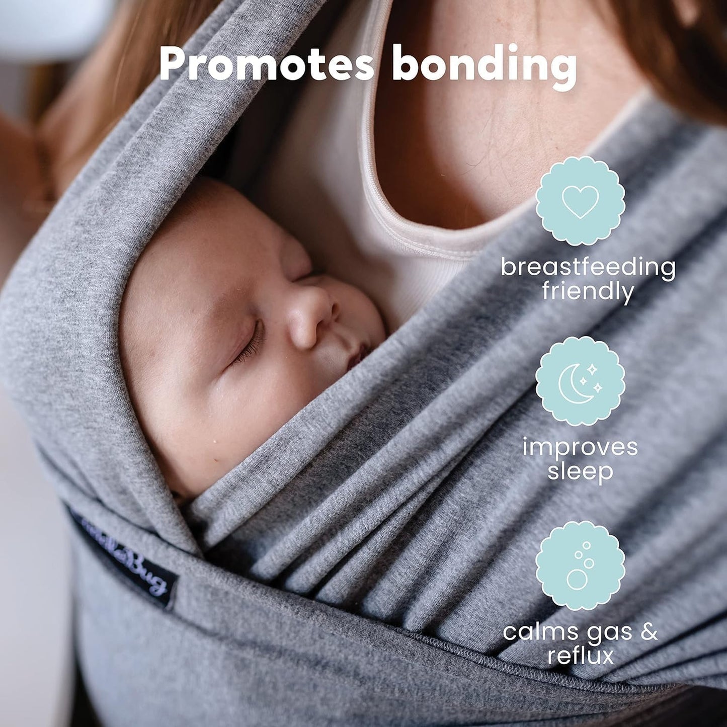Baby Wrap - Best Baby Carrier by CuddleBug - Available in 9 Colors | 4-in1 Ring Sling: Baby Sling Wrap, Post Postpartum Belt, Nursing Cover, Baby Carrier Wrap | Great Infant Carrier (Grey)