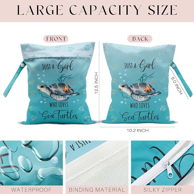 Waterproof Wet Bag for Swimsuit, Travel Beach Wet Dry Bag, Hidden Zipper